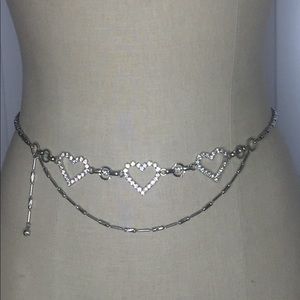 Silver Crystal Heart chain Belt